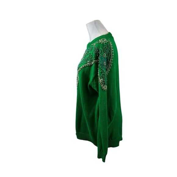 Ladies Vintage‎ CP Collection Brand Green Embellished Sweater Size Medium - Picture 6 of 11